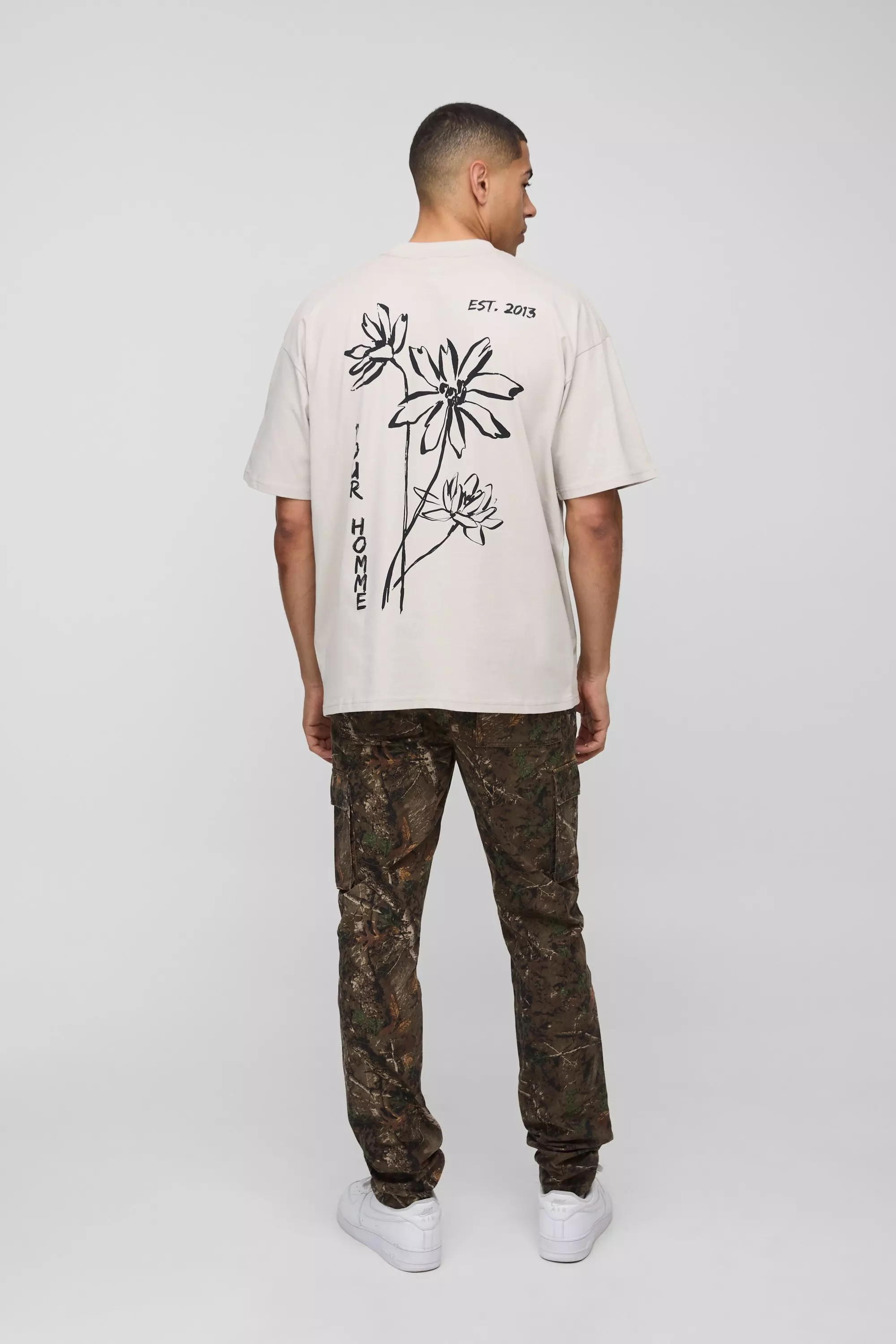 Forest Camo Slim Stacked Multi Cargo Trouser | boohooMAN USA
