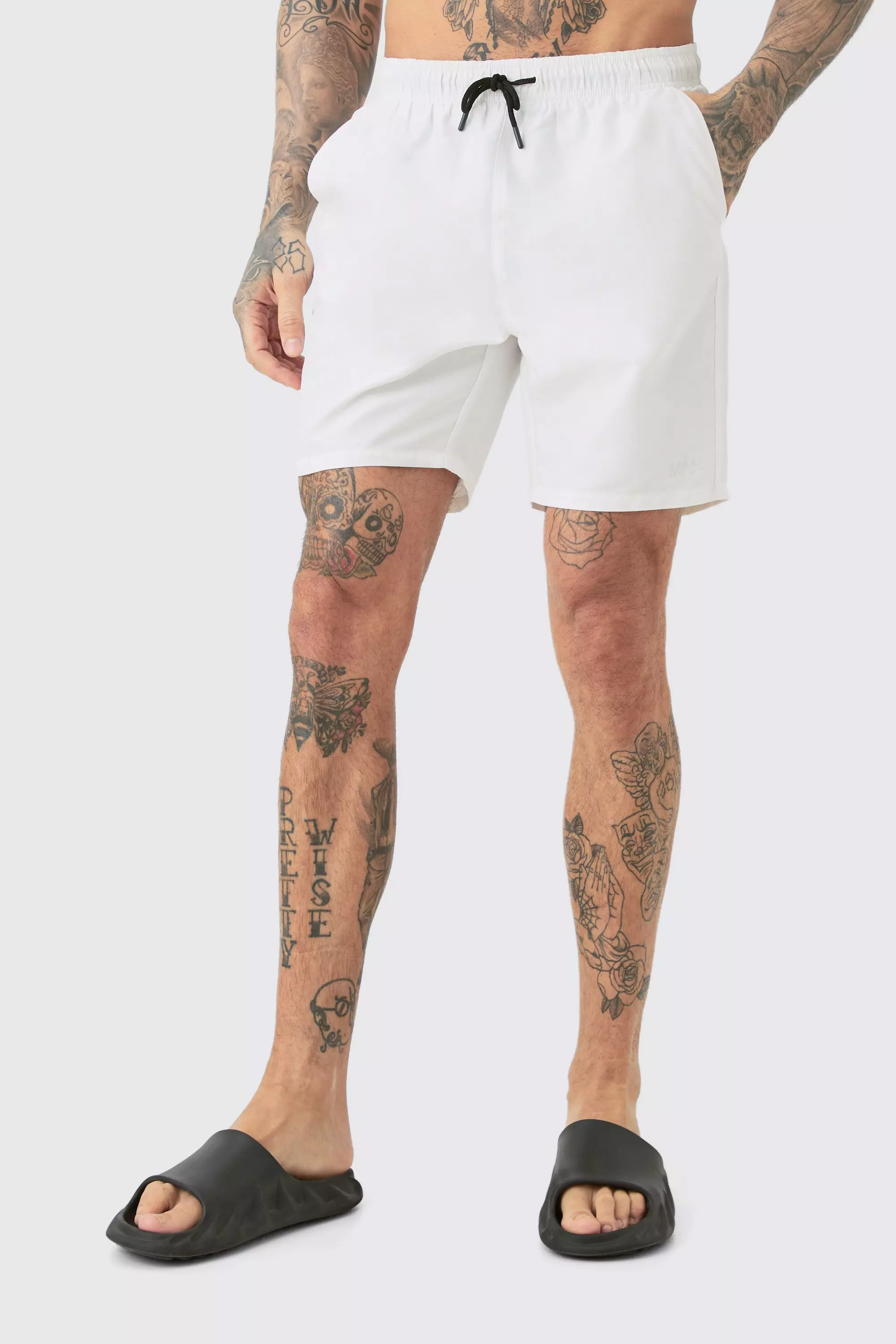 Tall Original Man Mid Length Swim Short White