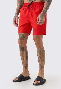 Red Tall Original Man Mid Length Swim Short