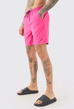 Pink Tall Mid Length Plain Swim Short