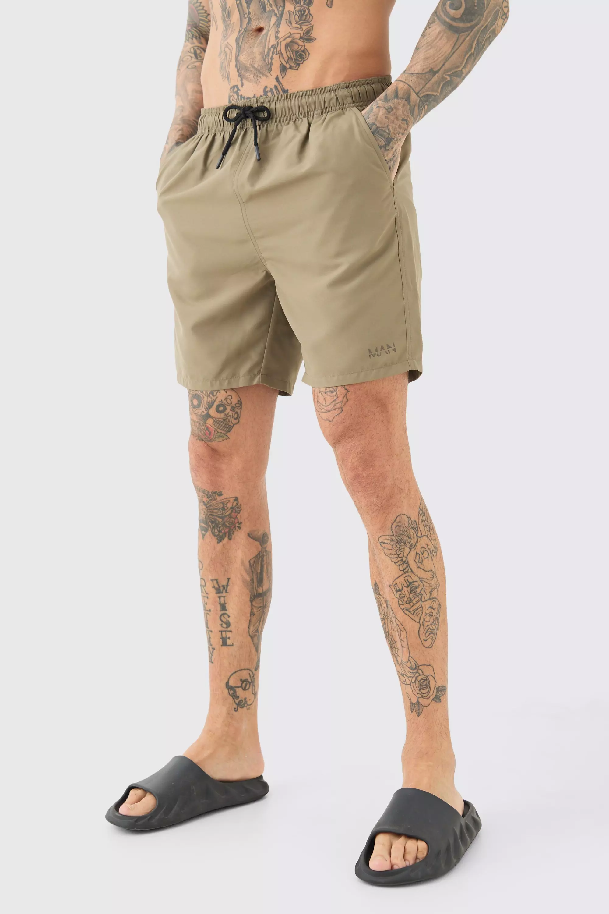 Tall Original Man Mid Length Swim Short Khaki