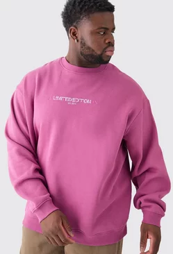 Plus Oversized Extended Neck Limited Sweatshirt Rose