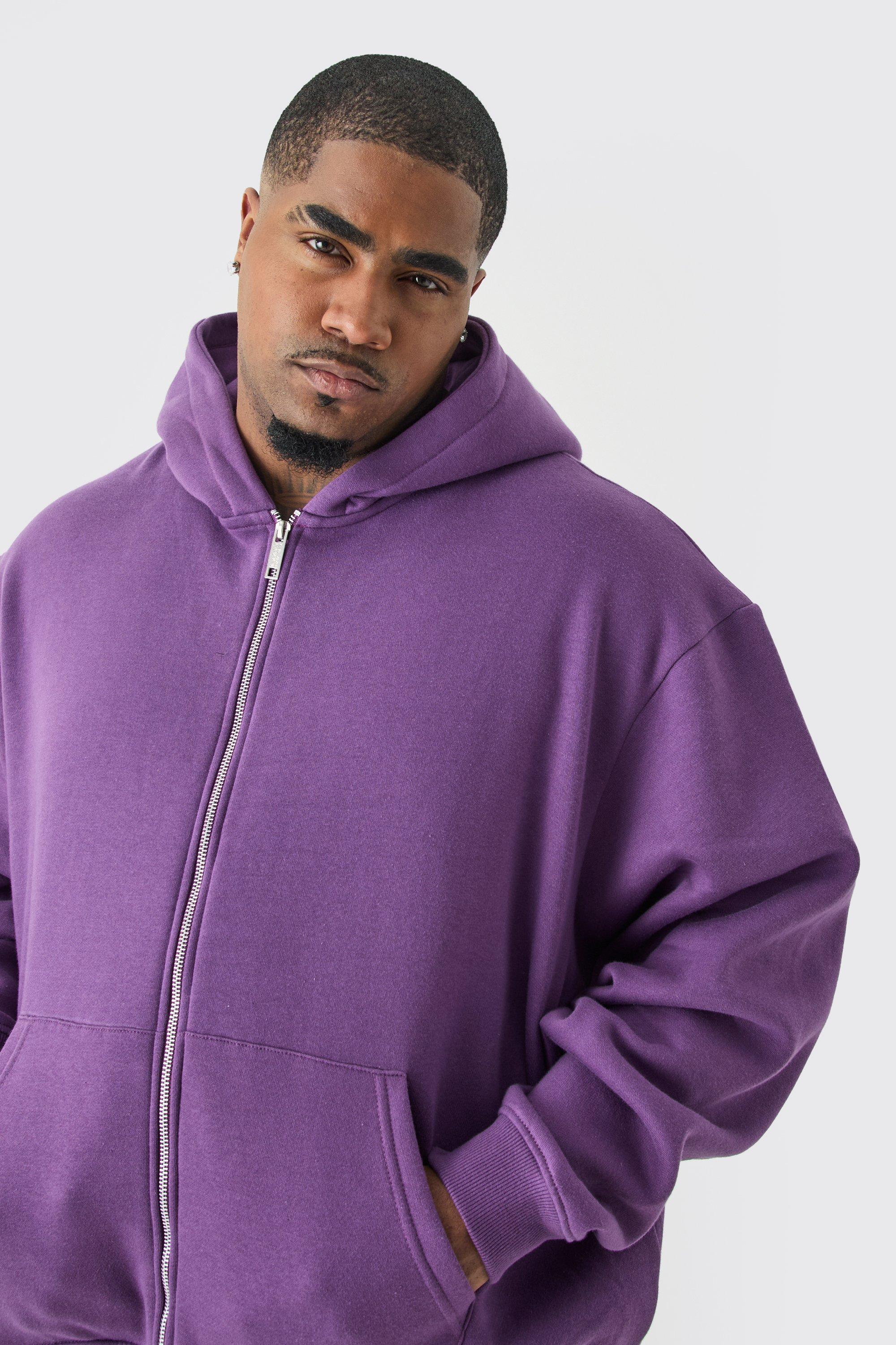 Plus Oversized Boxy Zip Through Hoodie | boohooMAN USA