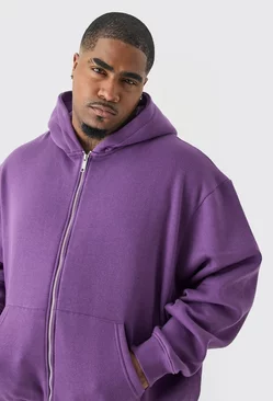 Purple Plus Oversized Boxy Zip Through Hoodie