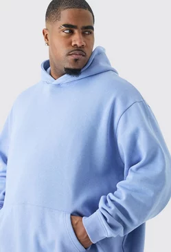 Plus Oversized Basic Over The Head Hoodie Blue