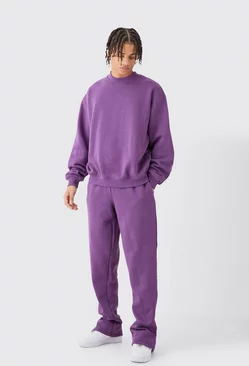 Tall Oversized Boxy Sweatshirt Tracksuit Purple