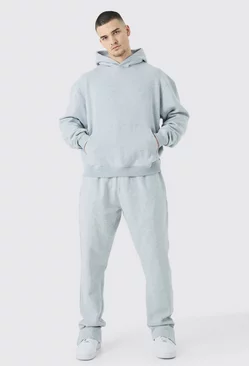 Grey Tall Oversized Boxy Hooded Tracksuit