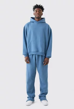 Blue Tall Oversized Boxy Hooded Tracksuit