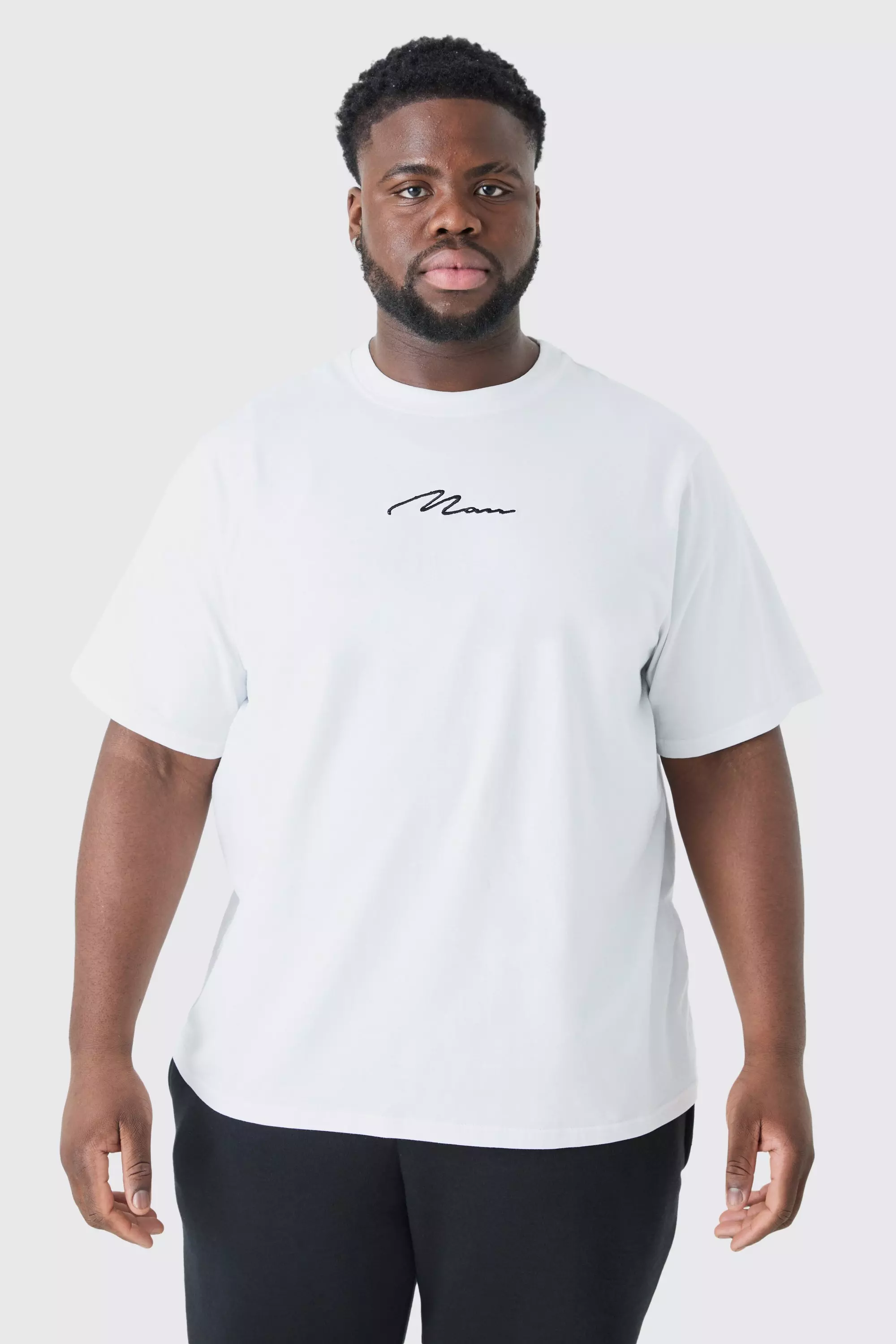 White Plus Man Signature Embroidered T-shirt