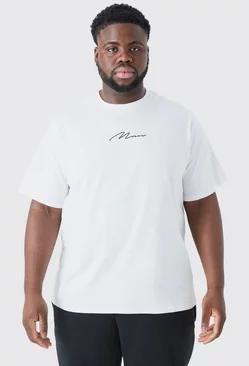 White Plus Man Signiture Chest Print T-shirt
