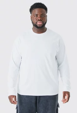White Plus Long Sleeve Crew Neck T-shirt