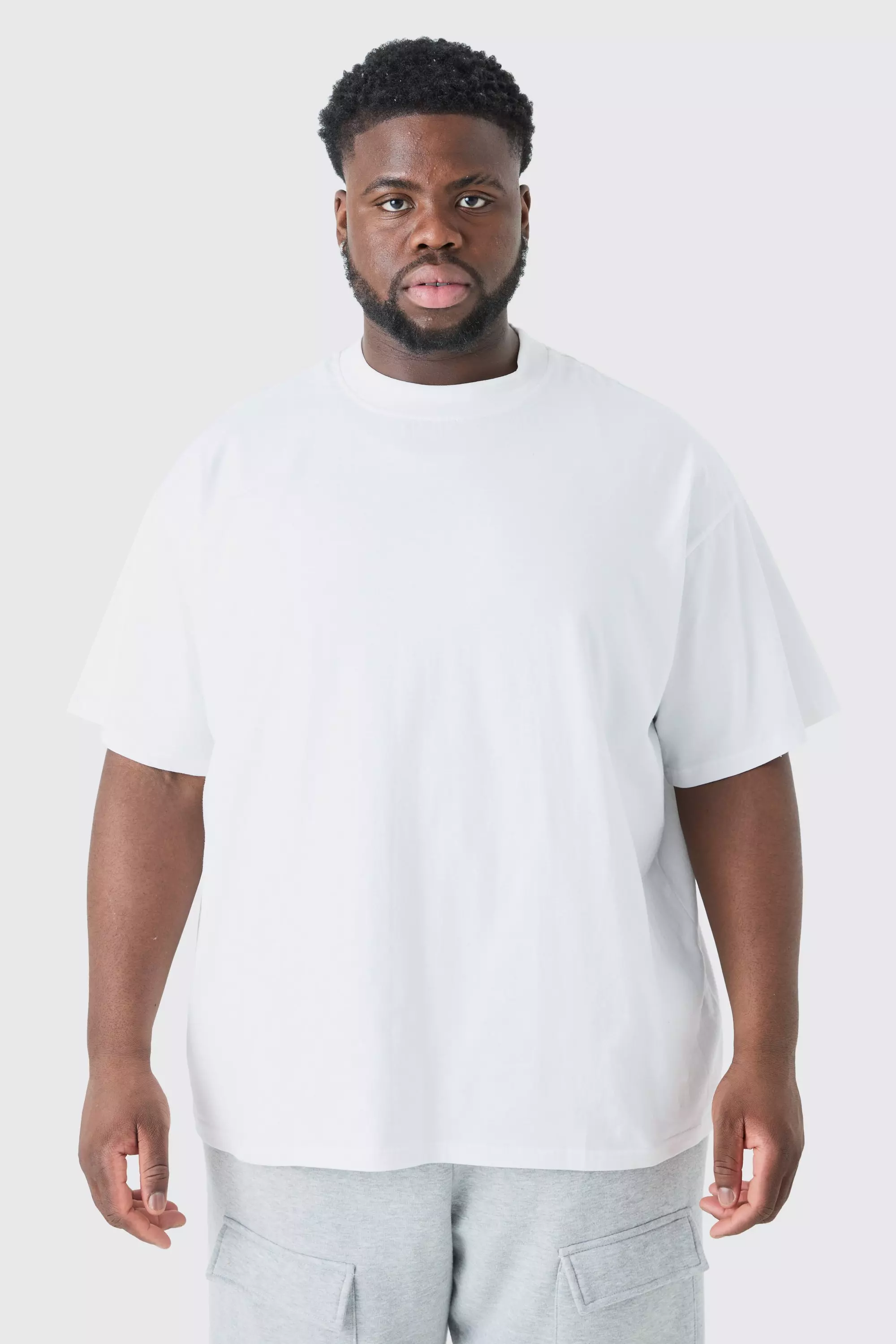 White Plus Oversized Extended Neck T-shirt