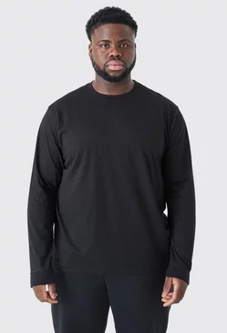 Black Plus Long Sleeve Crew Neck T-shirt