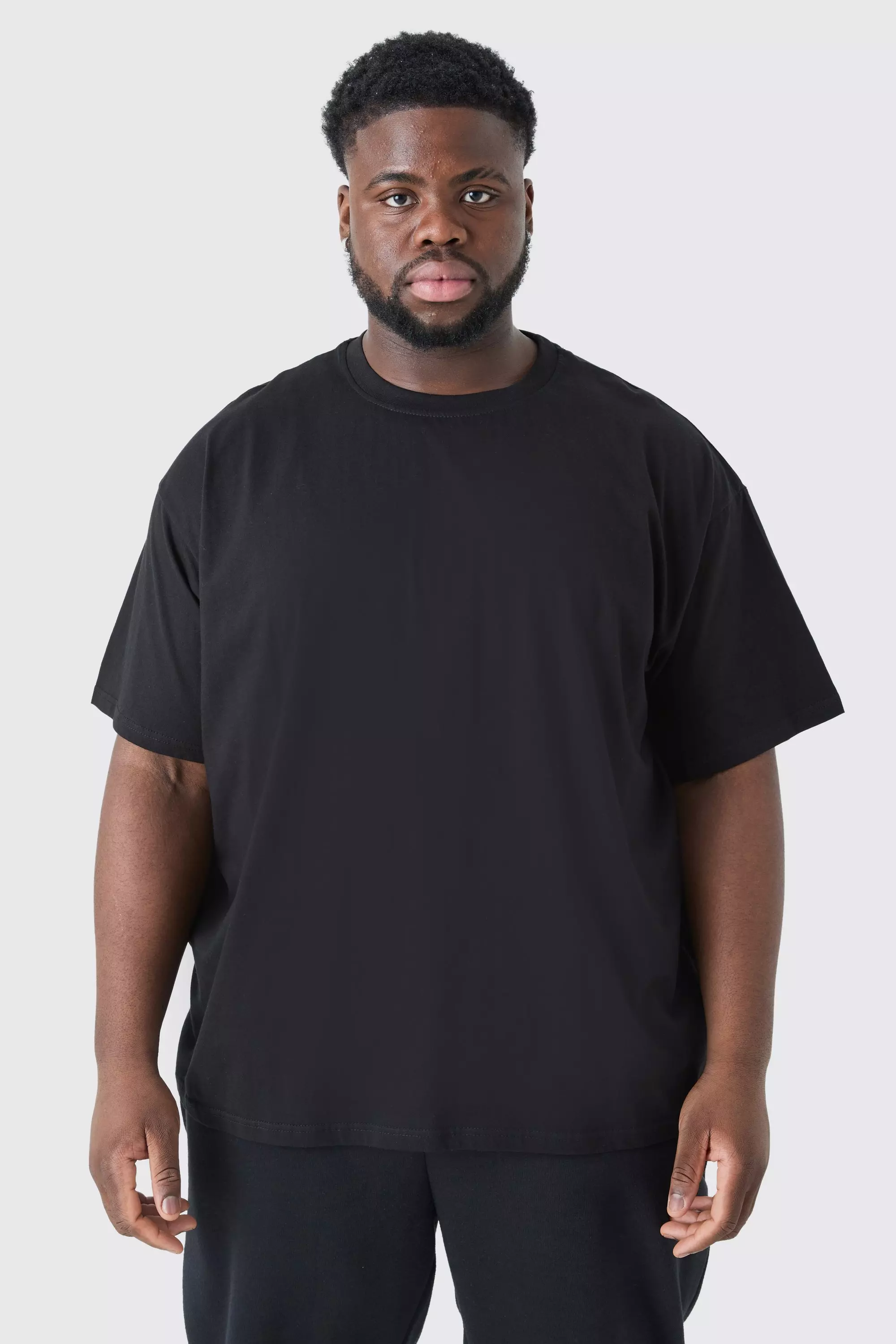 Black Plus Oversized Crew Neck T-shirt