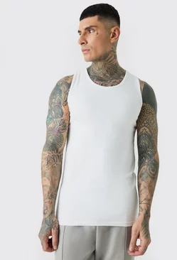 Tall Muscle Fit Vest White
