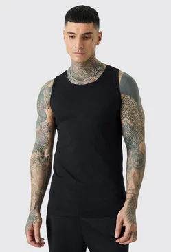 Tall Muscle Fit Vest Black