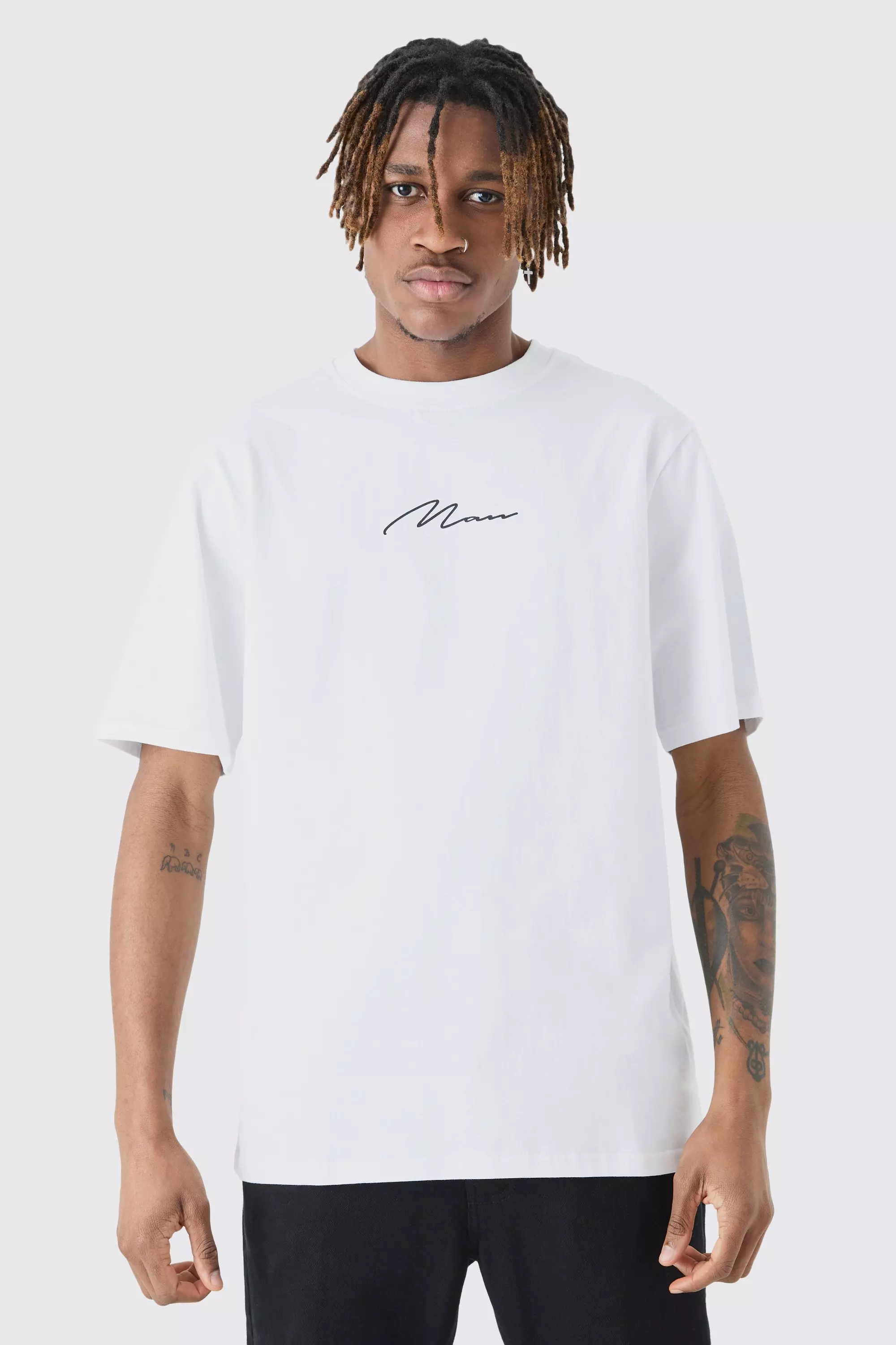 Tall Man Signiture Chest Print T-shirt White