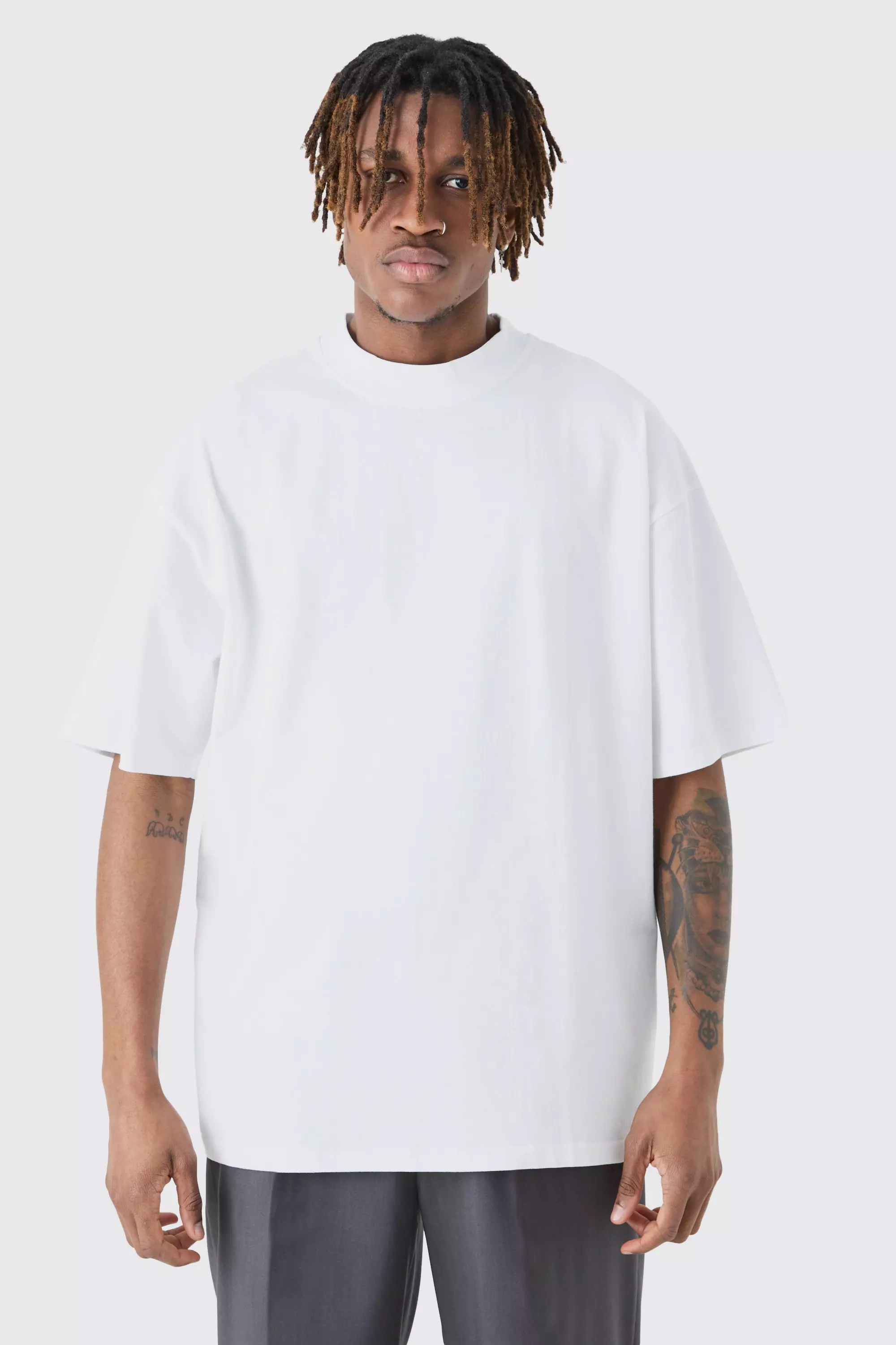 White Tall Oversized Extended Neck T-shirt alternative image