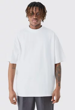 White Tall Oversized Extended Neck T-shirt