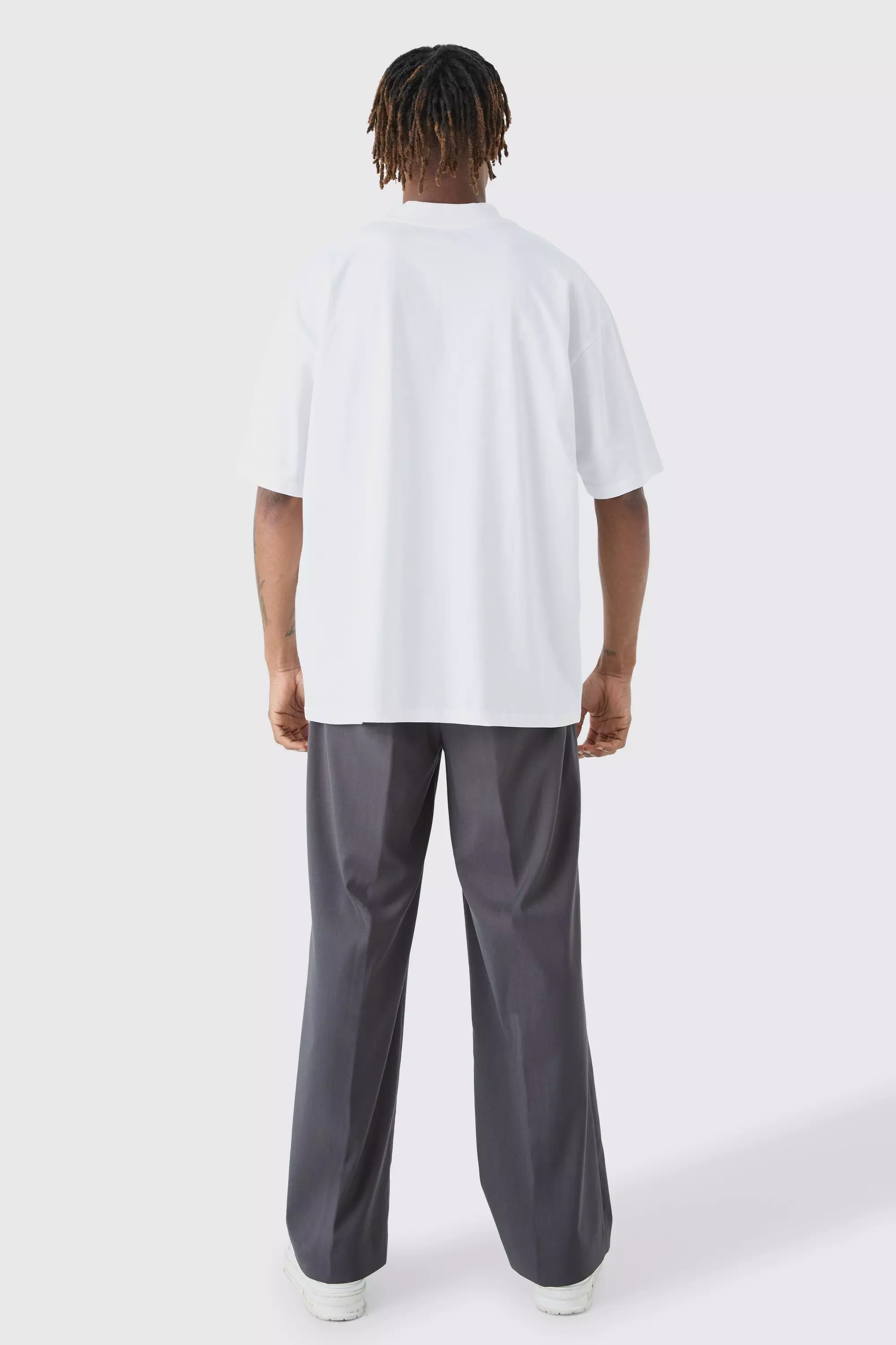 White Tall Oversized Extended Neck T-shirt alternative image