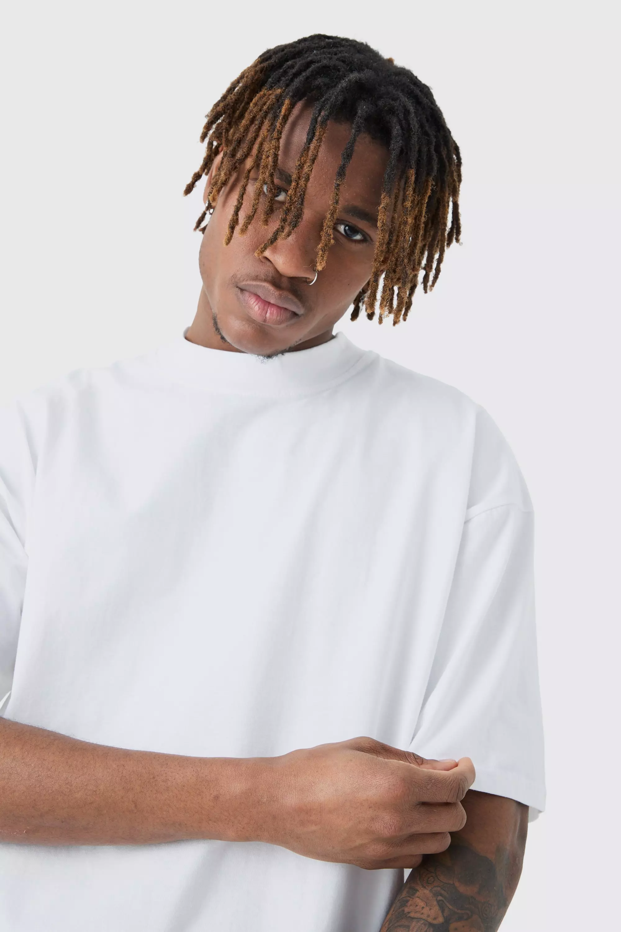 White Tall Oversized Extended Neck T-shirt alternative image