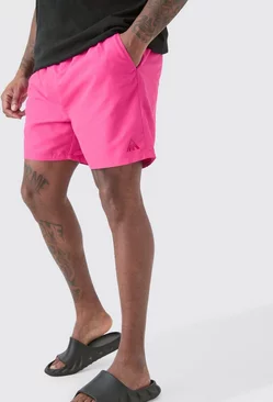 Pink Plus Mid Length Plain Swim Short