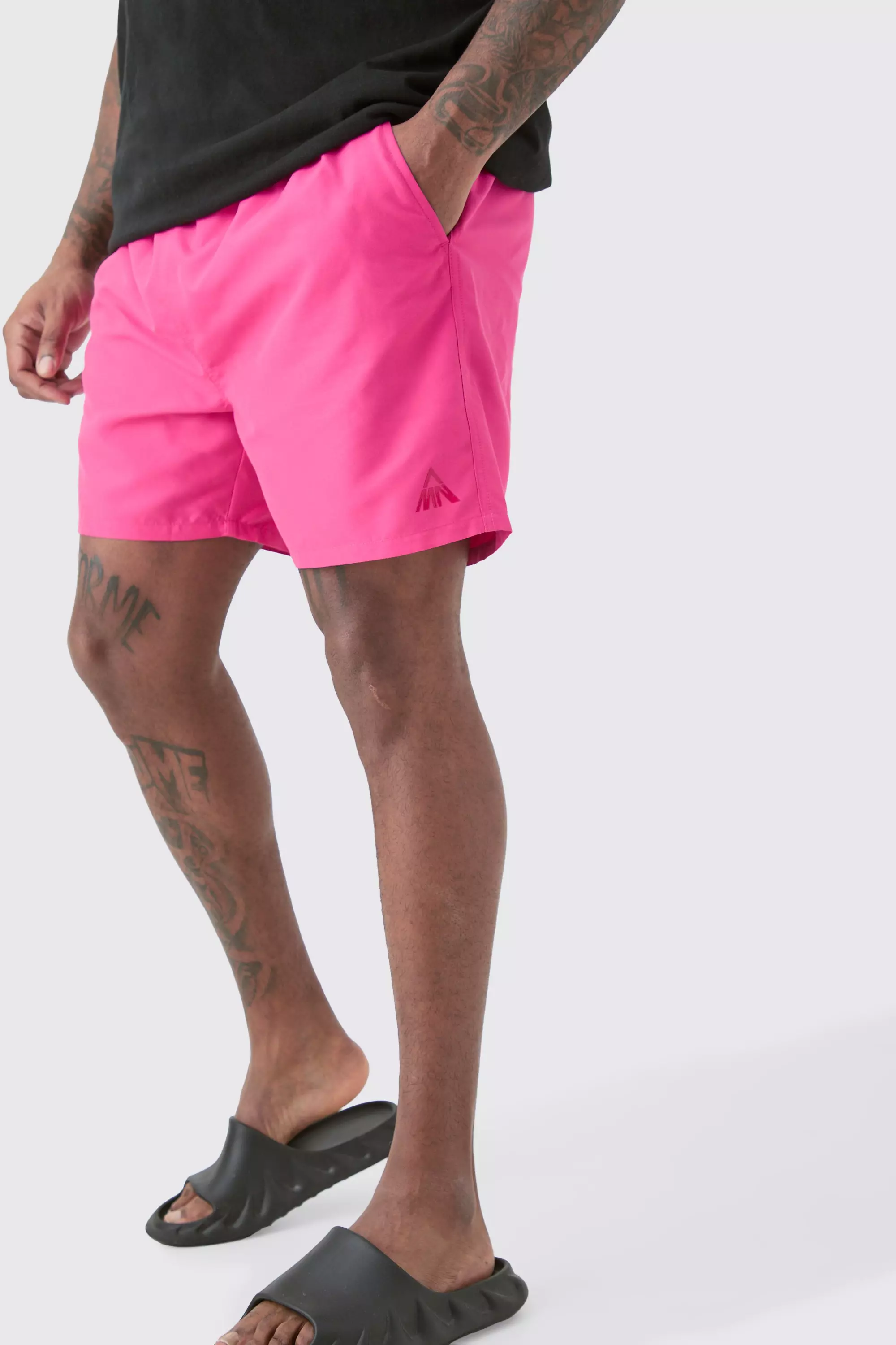 Pink Plus Mid Length Plain Swim Short