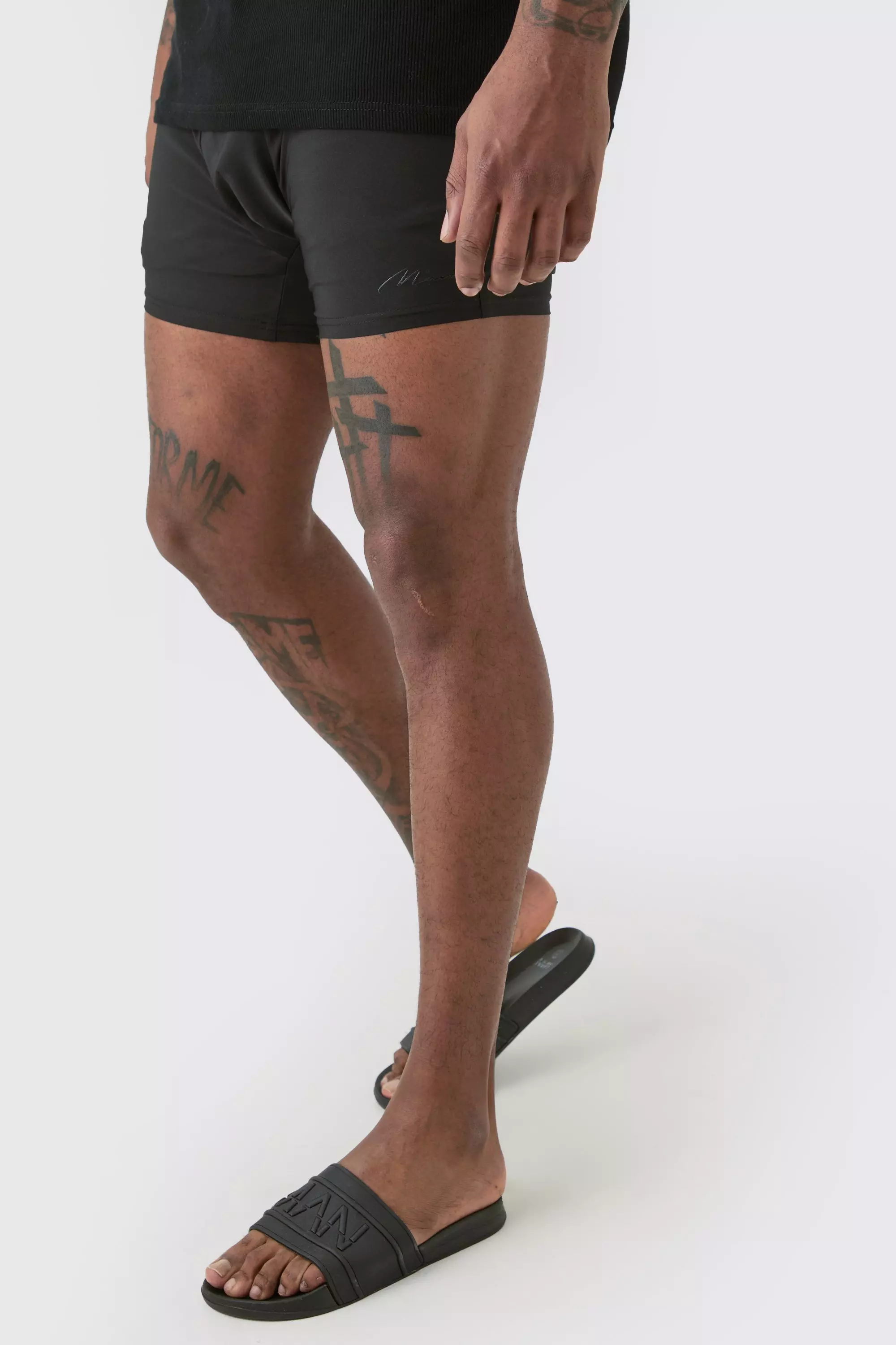 Black Plus Man Signature Trunk Swim Trunks