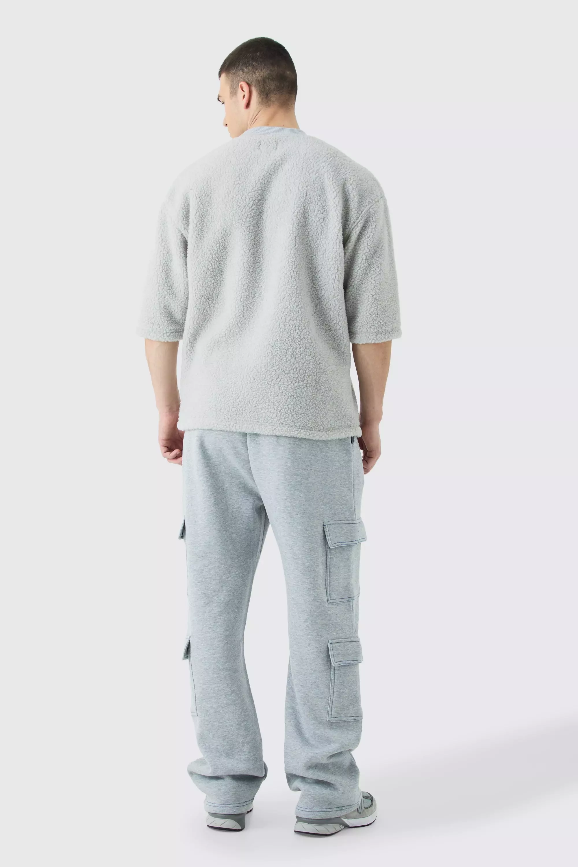 Grey marl Tall Straight Leg Top Stitch Cargo Joggers alternative image