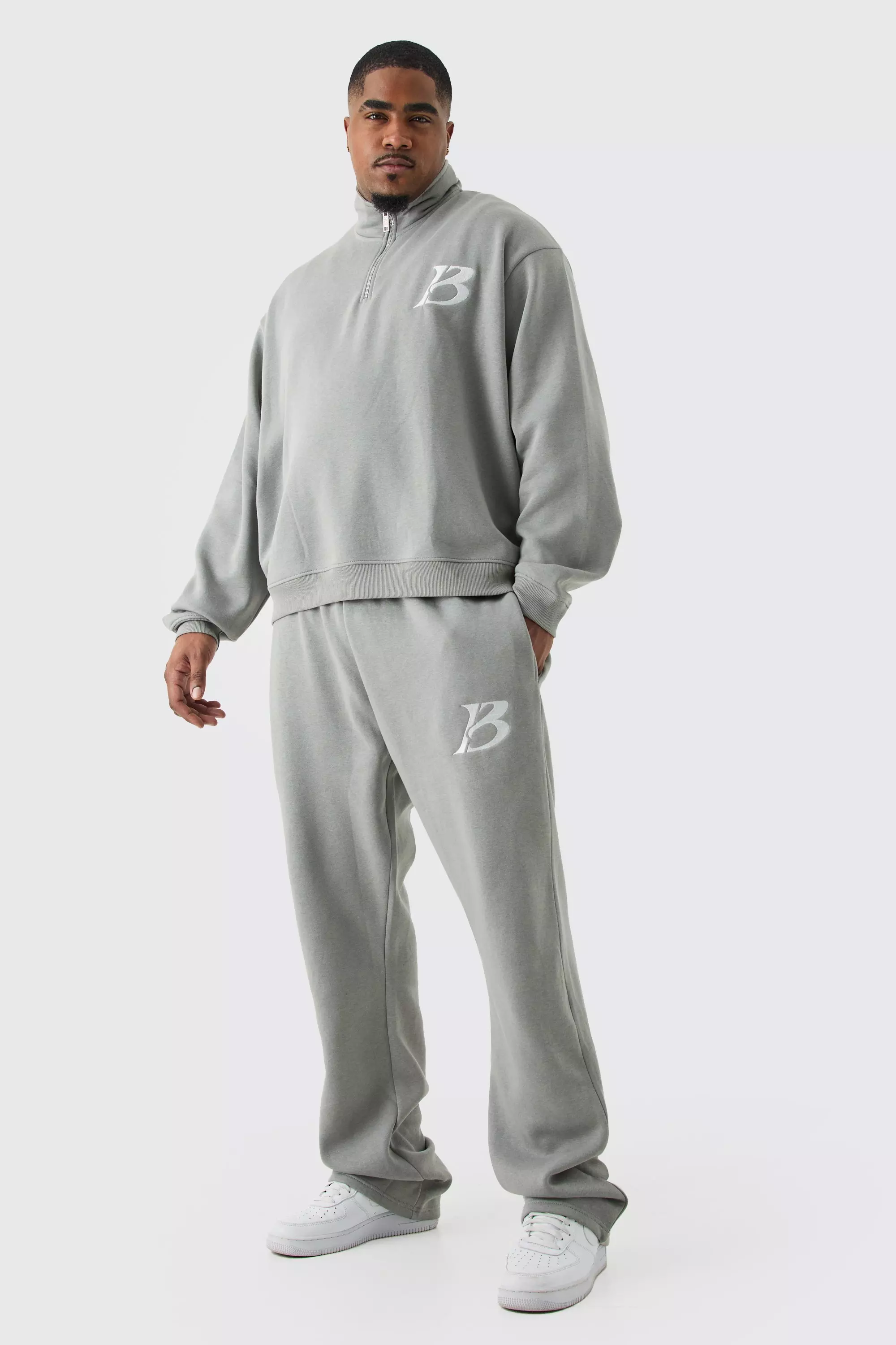 Plus Oversized Boxy B 1/4 Zip Stacked Tracksuit