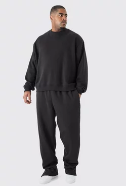 Black Plus Oversized Boxy Sweatshirt Tracksuit