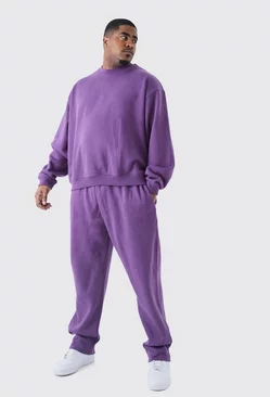 Plus Oversized Boxy Sweatshirt Tracksuit Purple