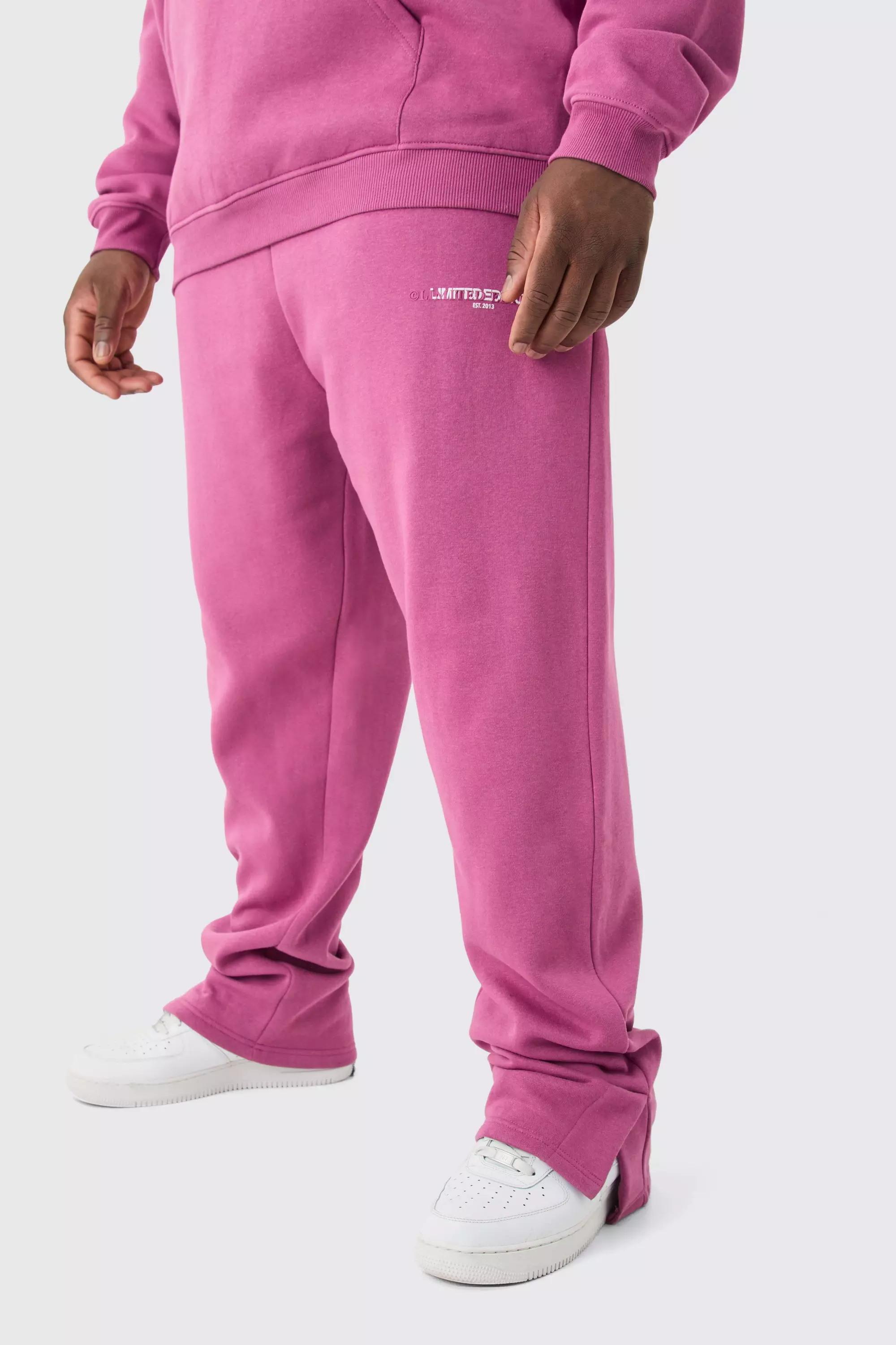 Plus Regular Fit Split Hem Limited Jogger Rose