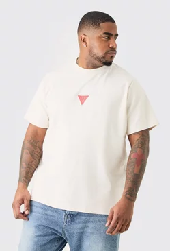 White Plus Slim Fit Heavyweight Foam Print T-shirt