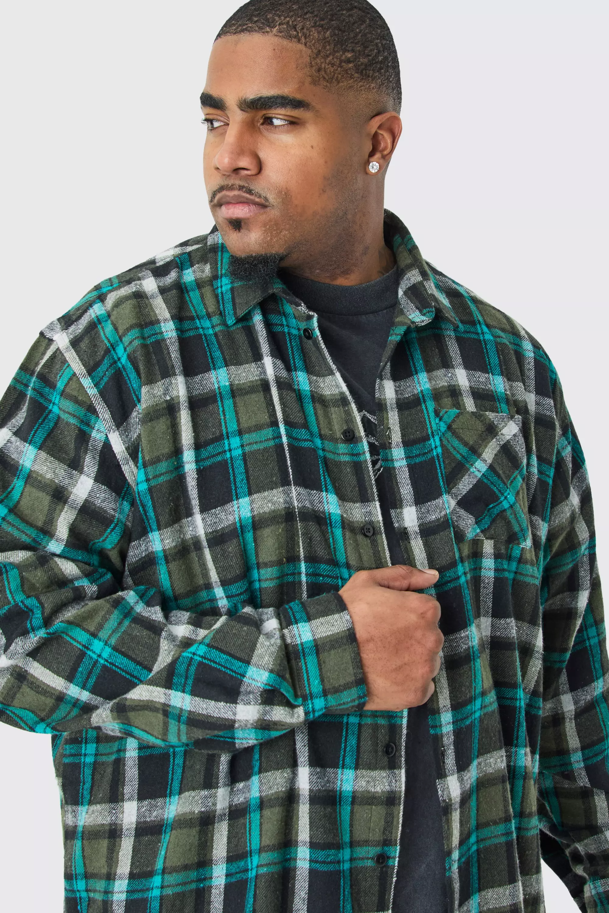 Khaki Plus Heavy Weight Plaid Overshirt