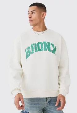 Oversized Bronx Varsity Sweatshirt Ecru