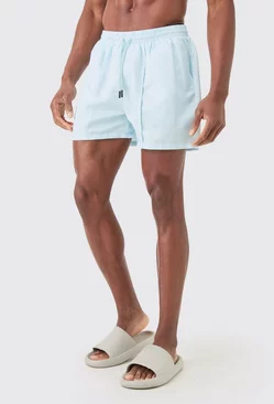 Blue Short Length Pintuck Swim Shorts