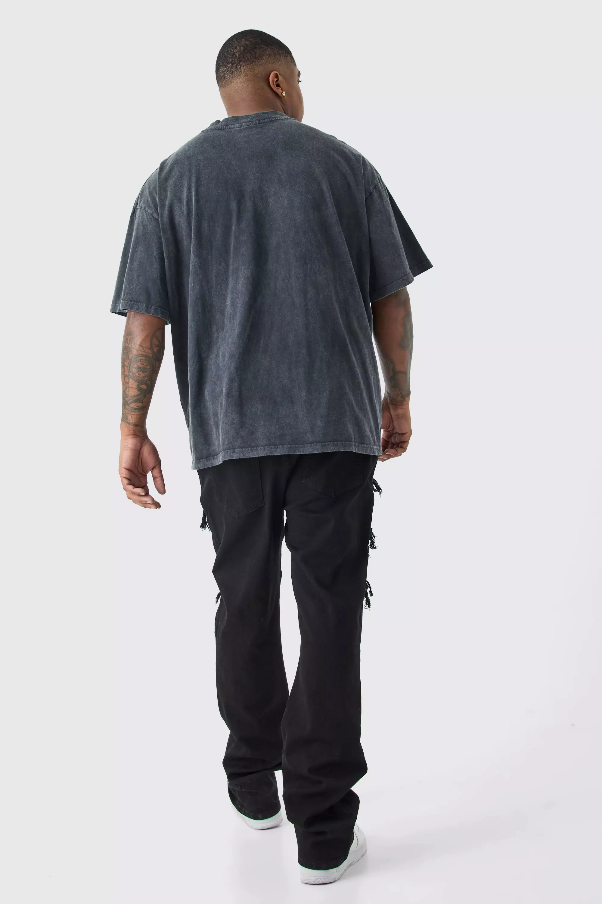 Plus Skinny Stacked Distressed Ripped Jeans | boohooMAN USA