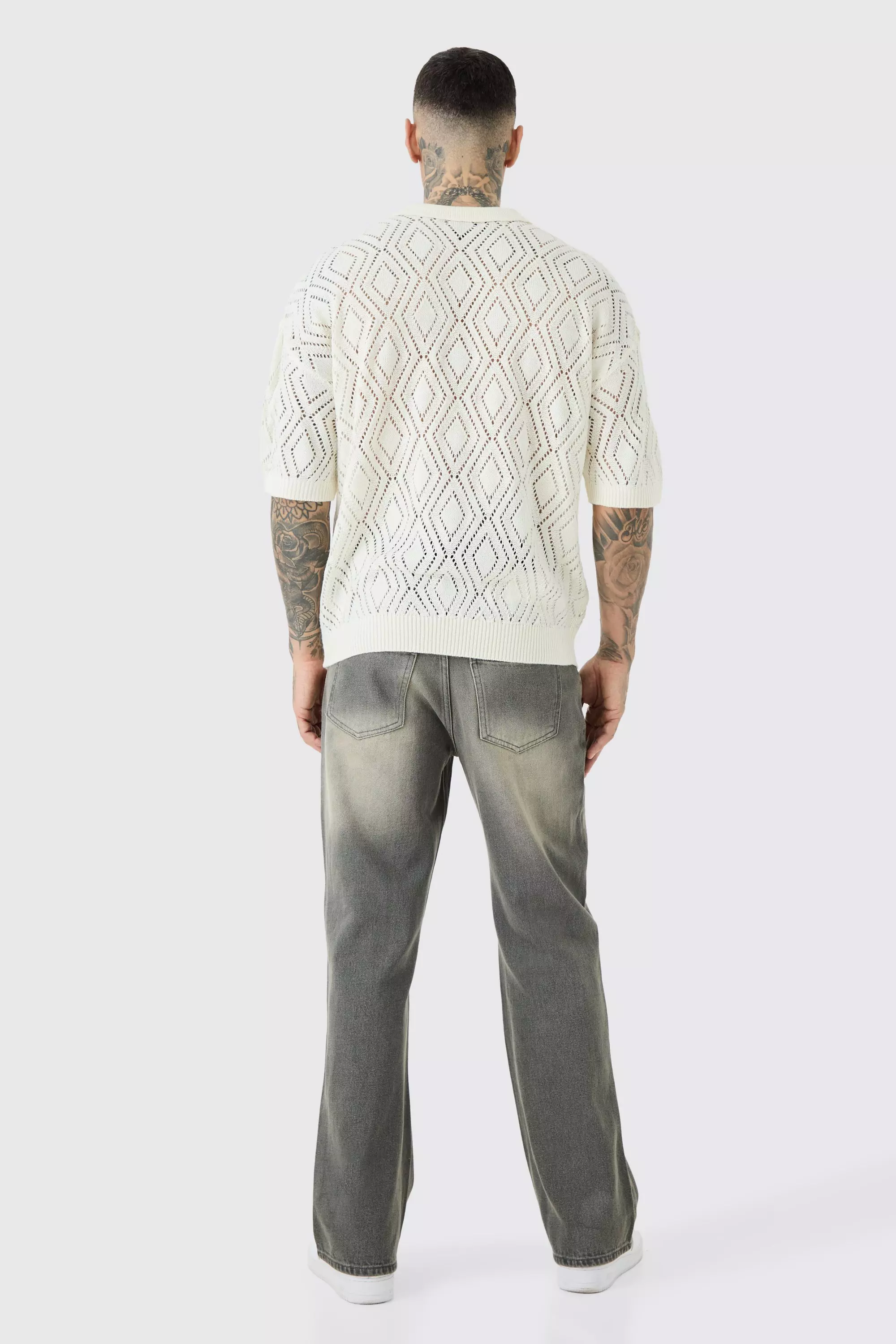 Tall lockere Schlagjeans mit Applikation, Grey alternatives Bild