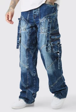 Tall Baggy Rigid Strap And Buckle Detail Jeans Indigo