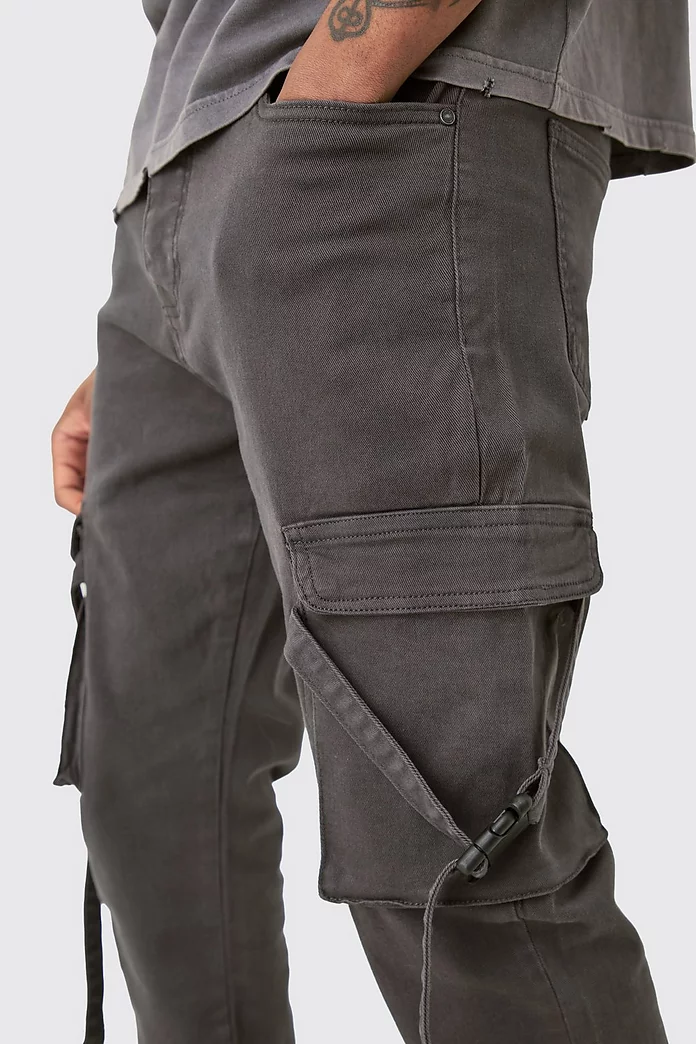 Tall Fixed Waist Slim Stacked Flare Strap Cargo Pants Tall Fixed Waist Slim Stacked Flare Strap Cargo Pants