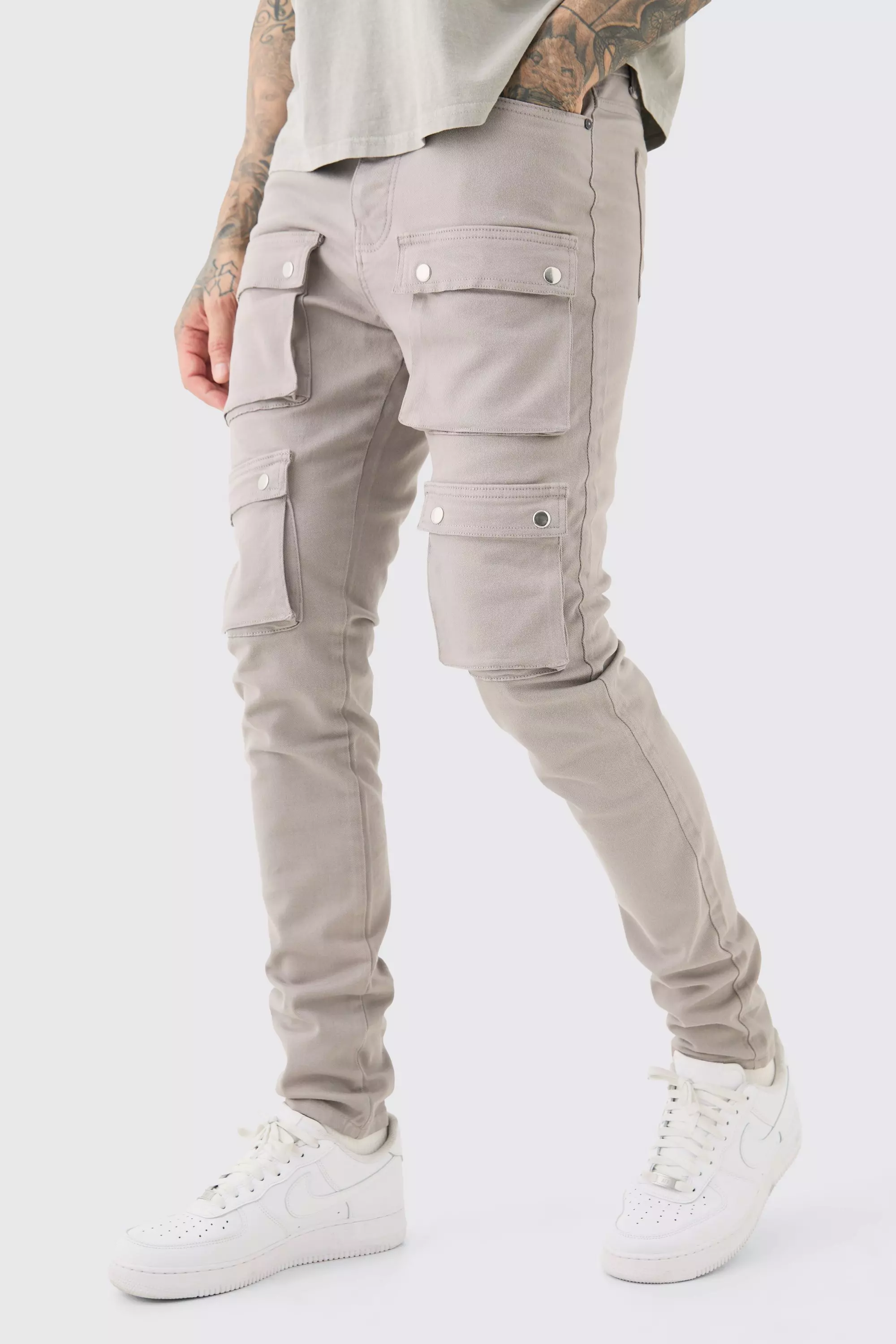 Tall Skinny Cargo-Hose mit Taschen, Dark grey alternatives Bild