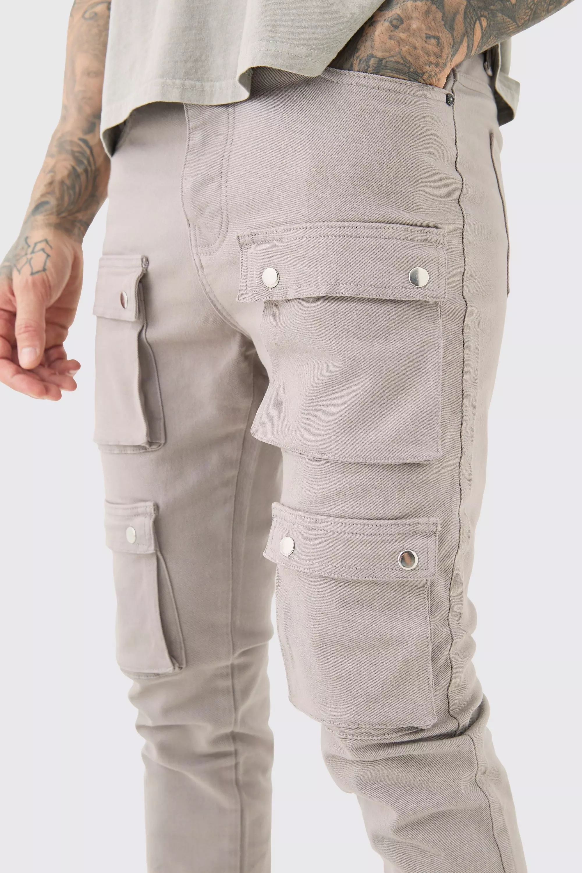 Tall Skinny Cargo-Hose mit Taschen, Dark grey alternatives Bild