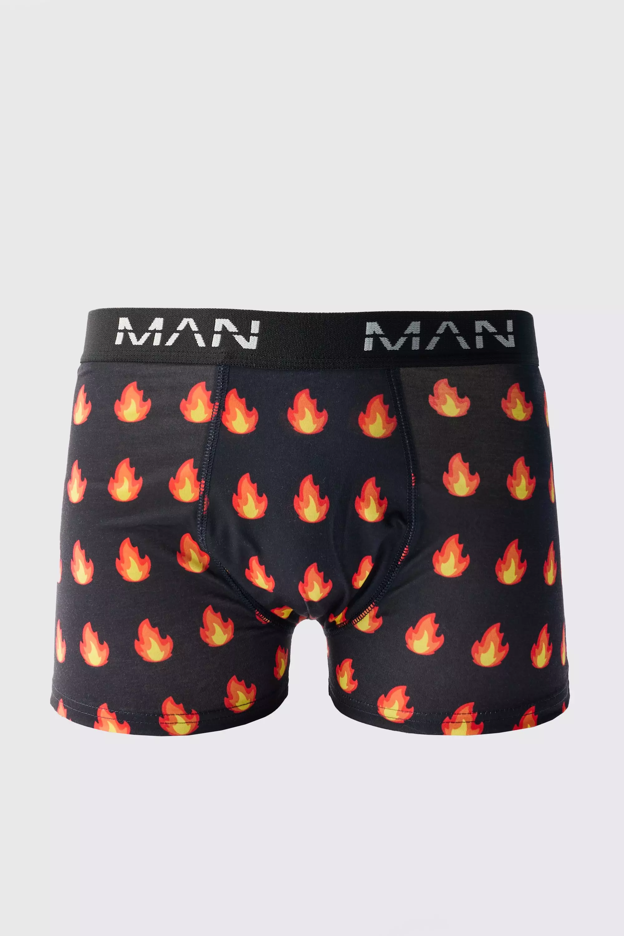 Flame Print Boxers Black