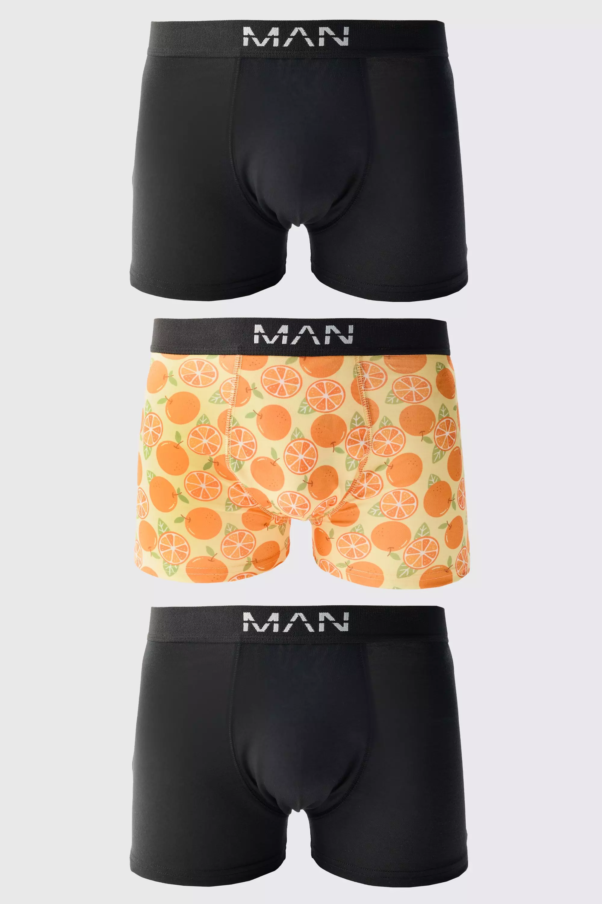 3 Pack Orange Print Boxers Orange