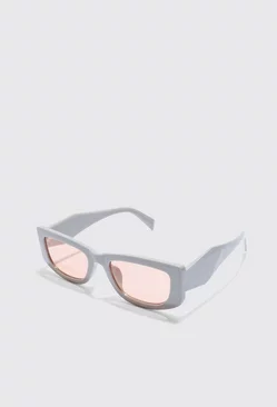 Chunky Angled Frame Sunglasses In Grey Grey