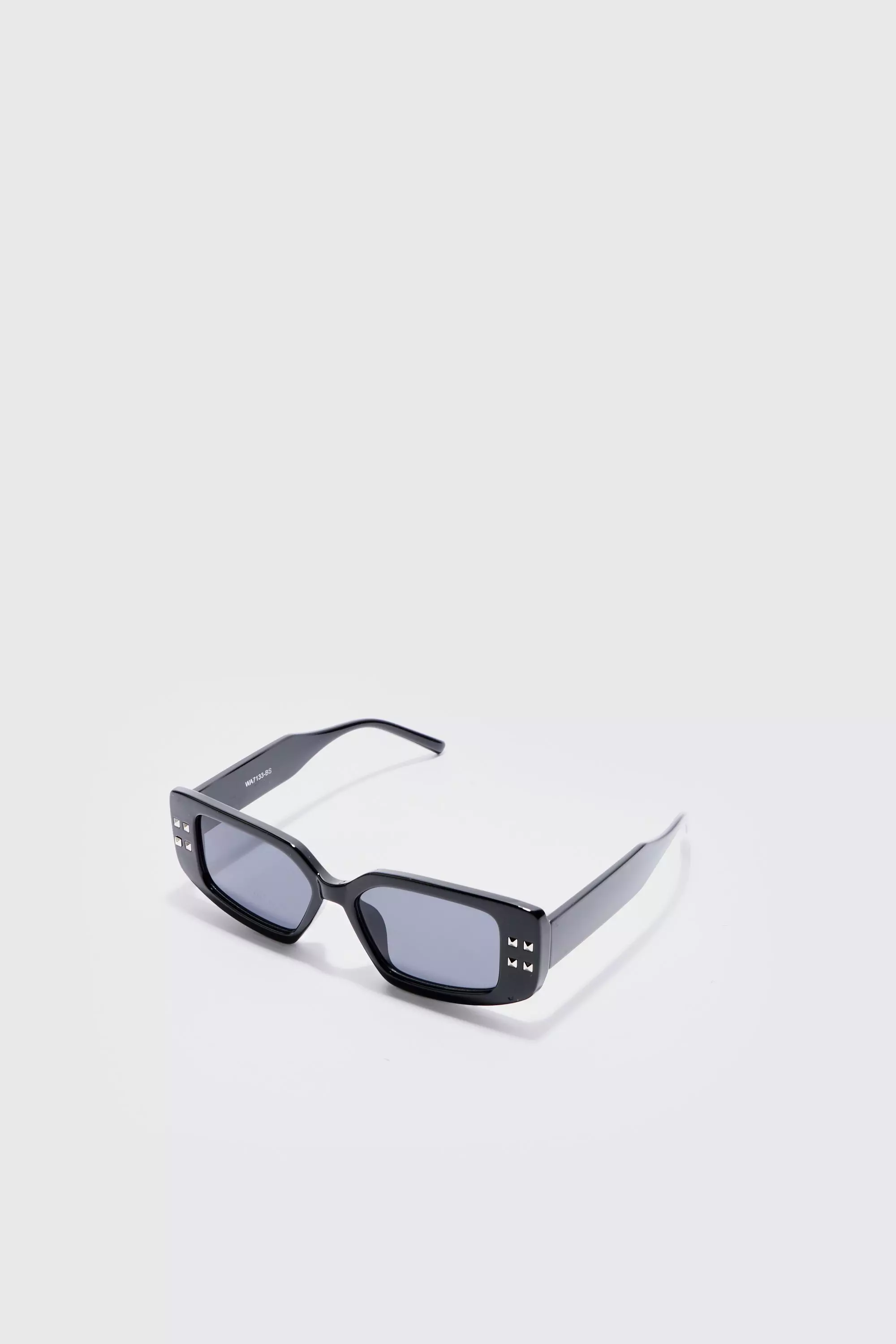 Chunky Rectangle Sunglasses In Black Black