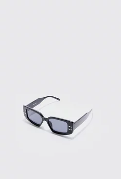 Chunky Rectangle Sunglasses With In Black Black