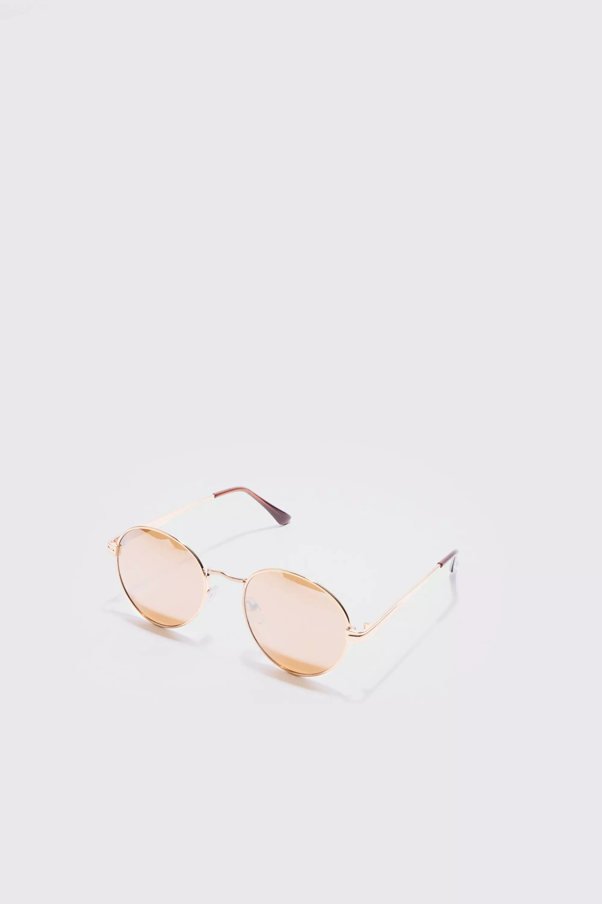 Metal Round Sunglasses In Gold Gold