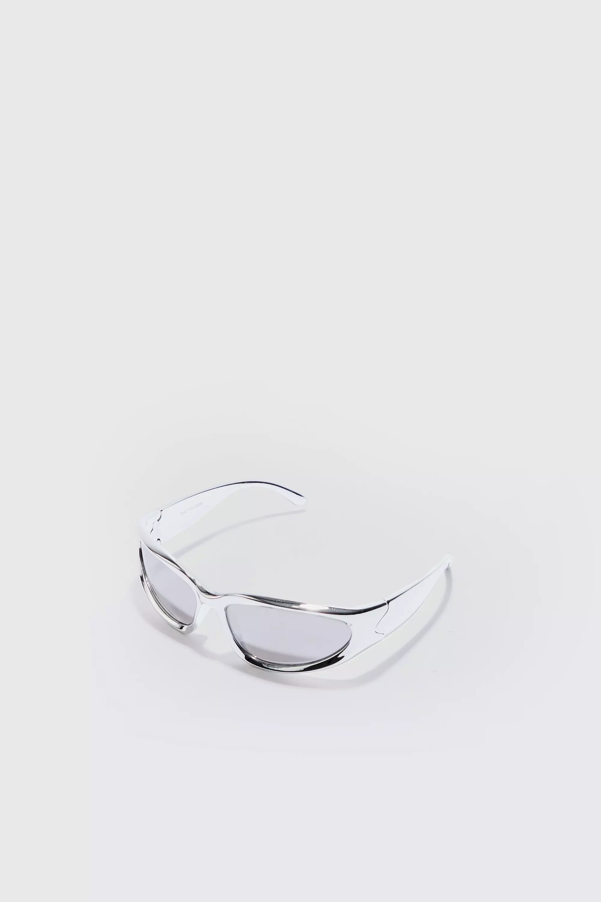 Wrap Around Sunglasses In Silver Grey Silver